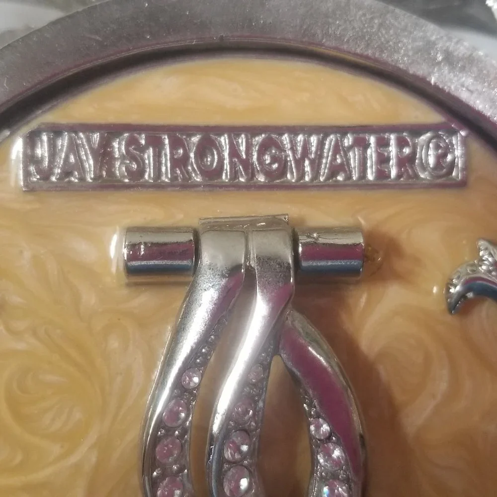 RARE JAY STRONGWATER PAVE SCROLL CRYSTAL VICTORIAN BOW RIBBON ENAMEL OVAL FRAME